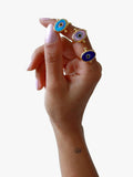 Ottoman Hands pink evil eye ring gold adjustable band, UK version