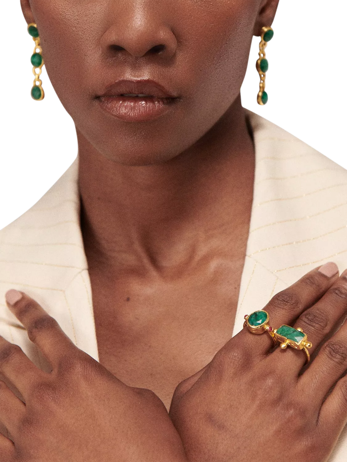Ottoman Hands Ela Emerald drop earrings - British product