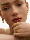 Ottoman Hands heart stacking ring garnet gold plated, imported from the UK