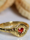 Ottoman Hands heart stacking ring garnet gold plated, imported from the UK