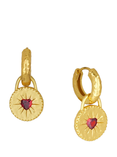 John Lewis Ottoman Hands Garnet Heart Huggie Earrings, Gold- Buy online at McGrocer