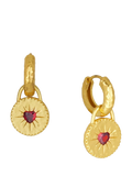 Ottoman Hands garnet heart huggie earrings gold, UK version