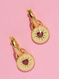 Ottoman Hands garnet heart huggie earrings gold, UK version
