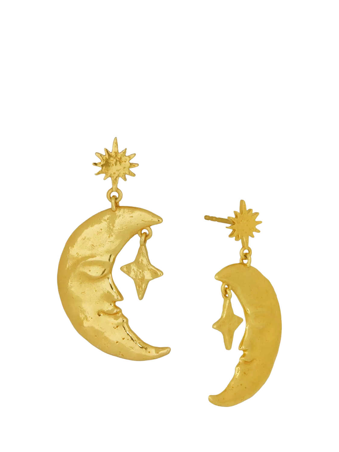 Ottoman Hands gold crescent moon drop earrings, imported from the UK