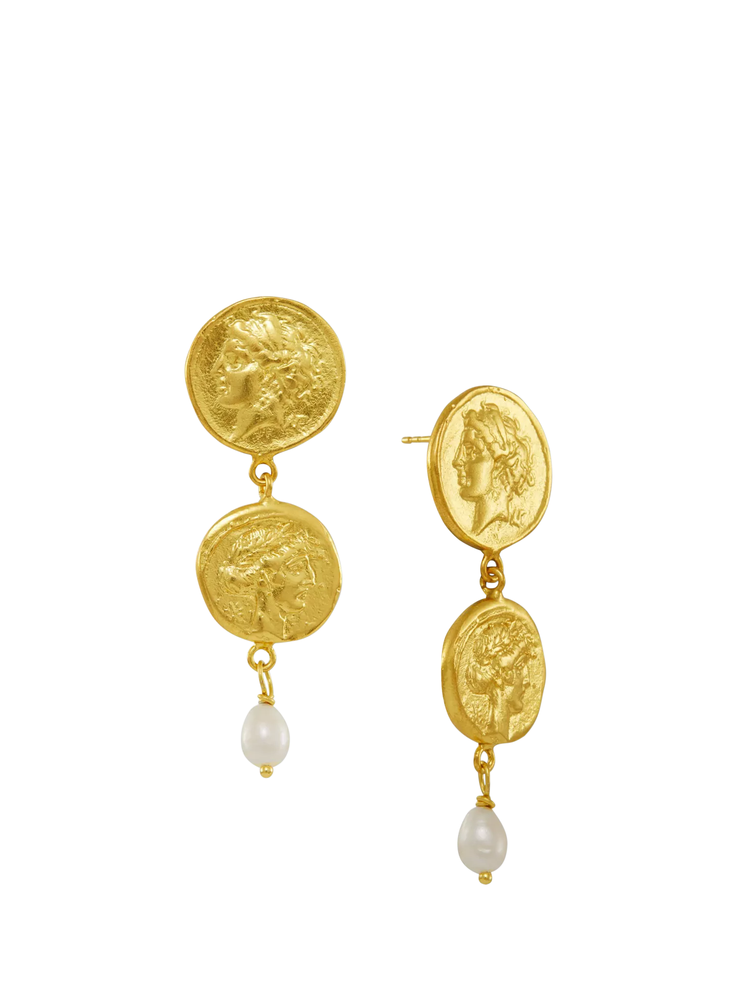 Ottoman Hands Odella pearl drop stud earrings 5cm (British brand)