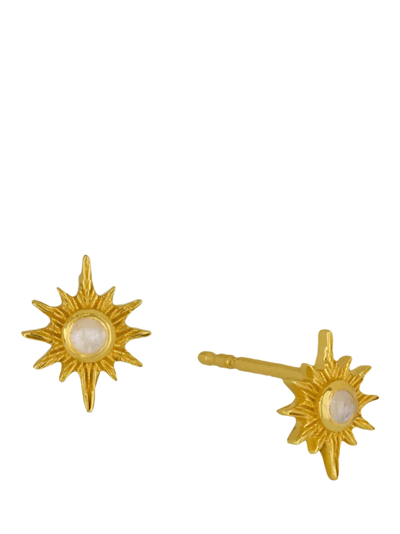 Ottoman Hands moonstone star stud earrings, imported from the UK