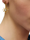 Ottoman Hands moonstone star drop earrings gold, UK version