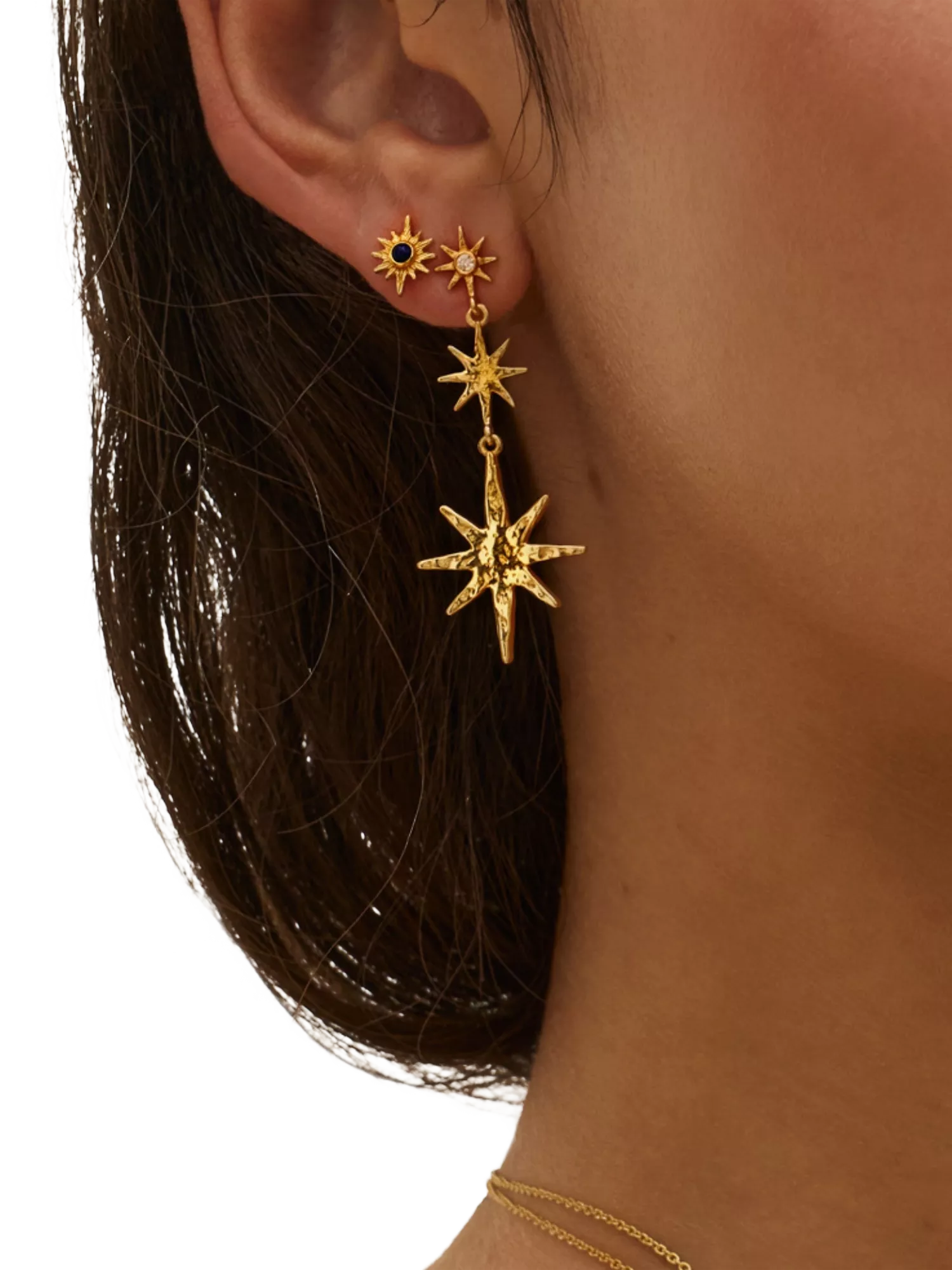 Ottoman Hands lapis star stud earrings gold, UK version