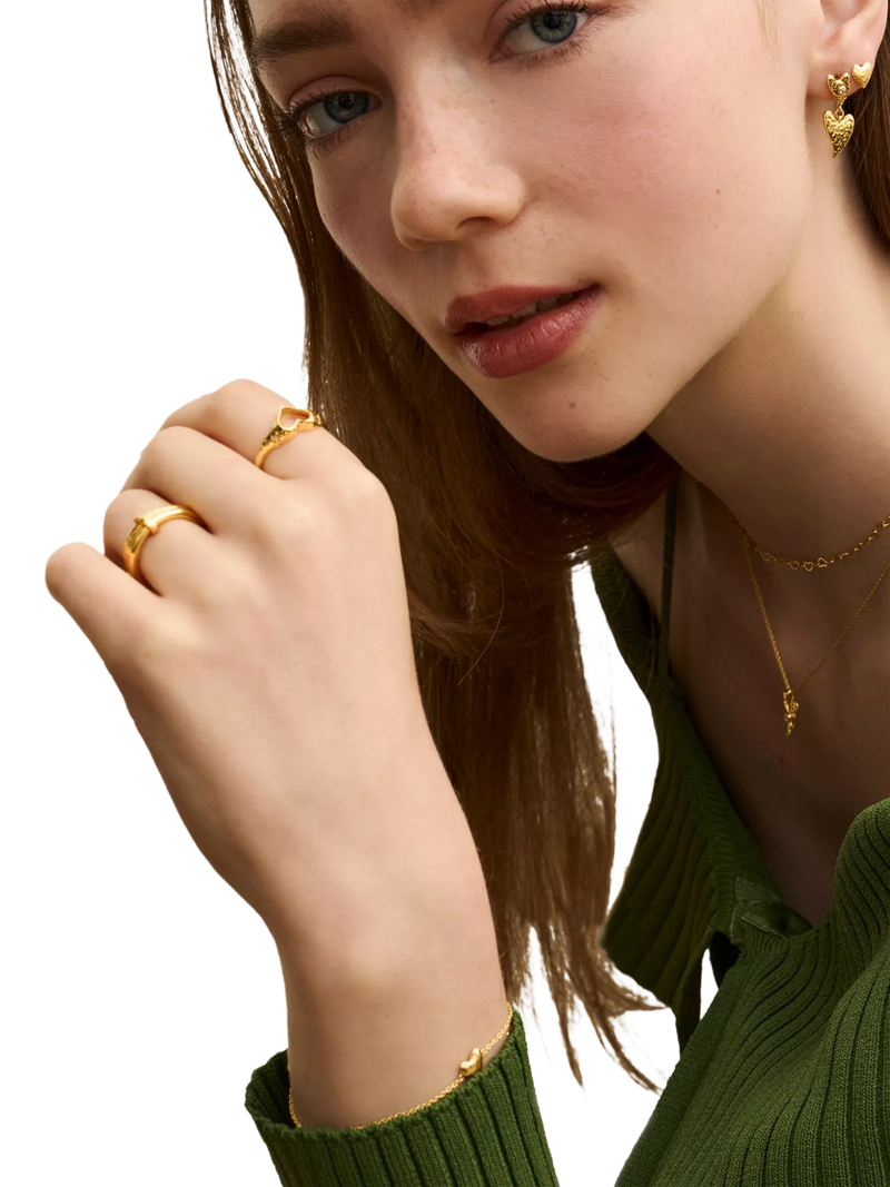 Ottoman Hands evil eye heart earrings in 18ct gold plated sterling silver - British product