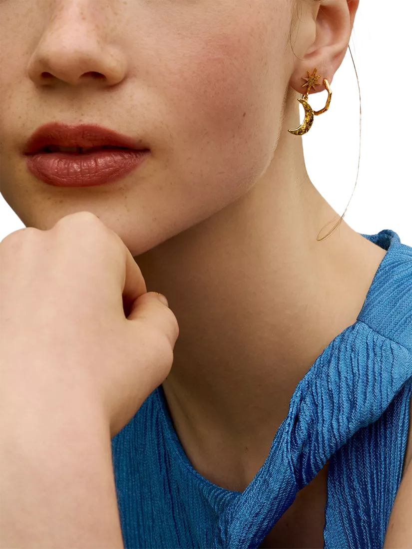 Ottoman Hands gold moon star drop earrings 28mm (British brand)