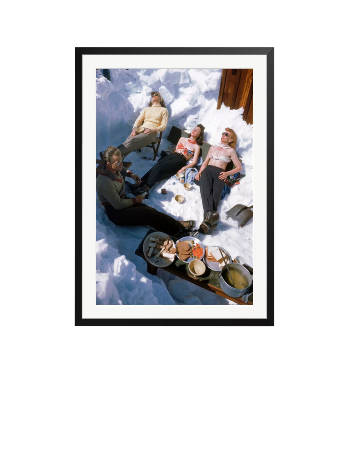 Sonic Editions Skiers Sunbathing framed print 41x51cm, UK version