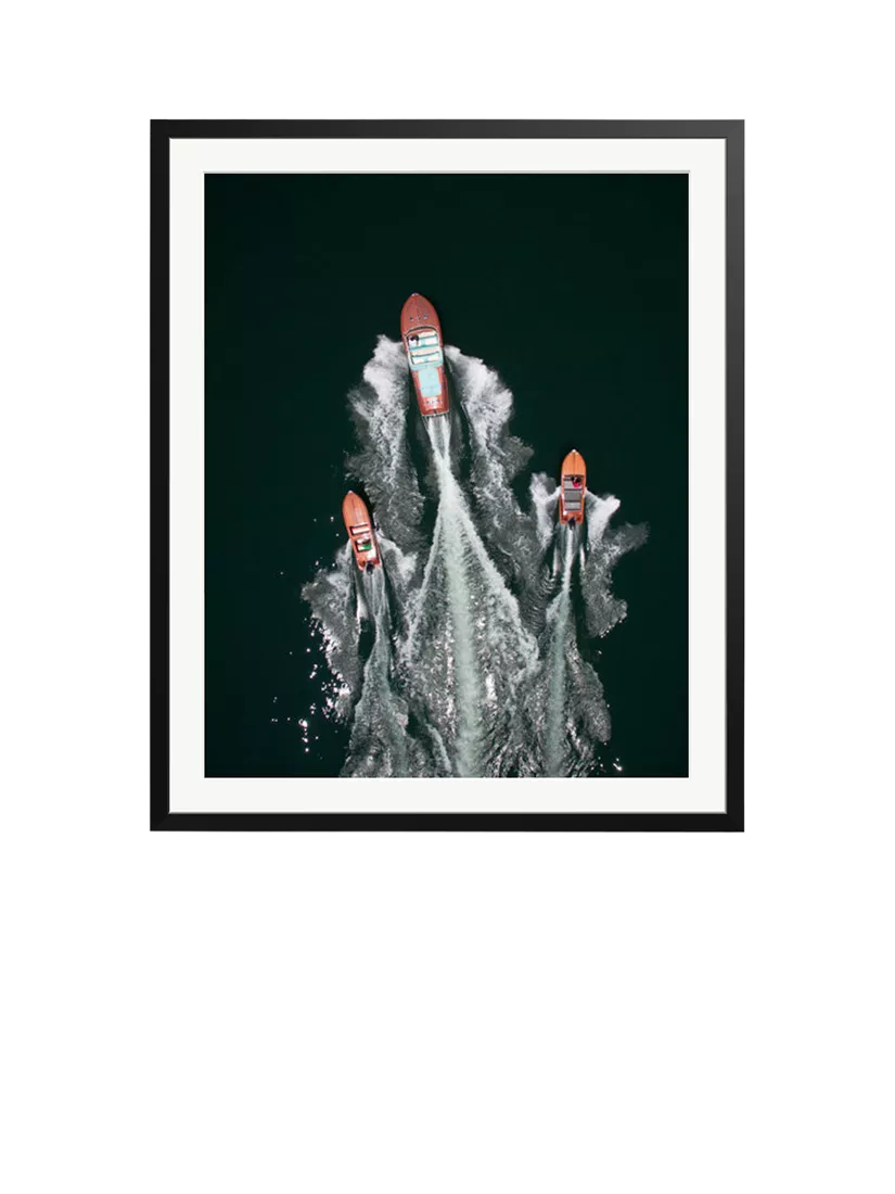 Sonic Editions Riva speedboats Lake Como framed print, imported from the UK