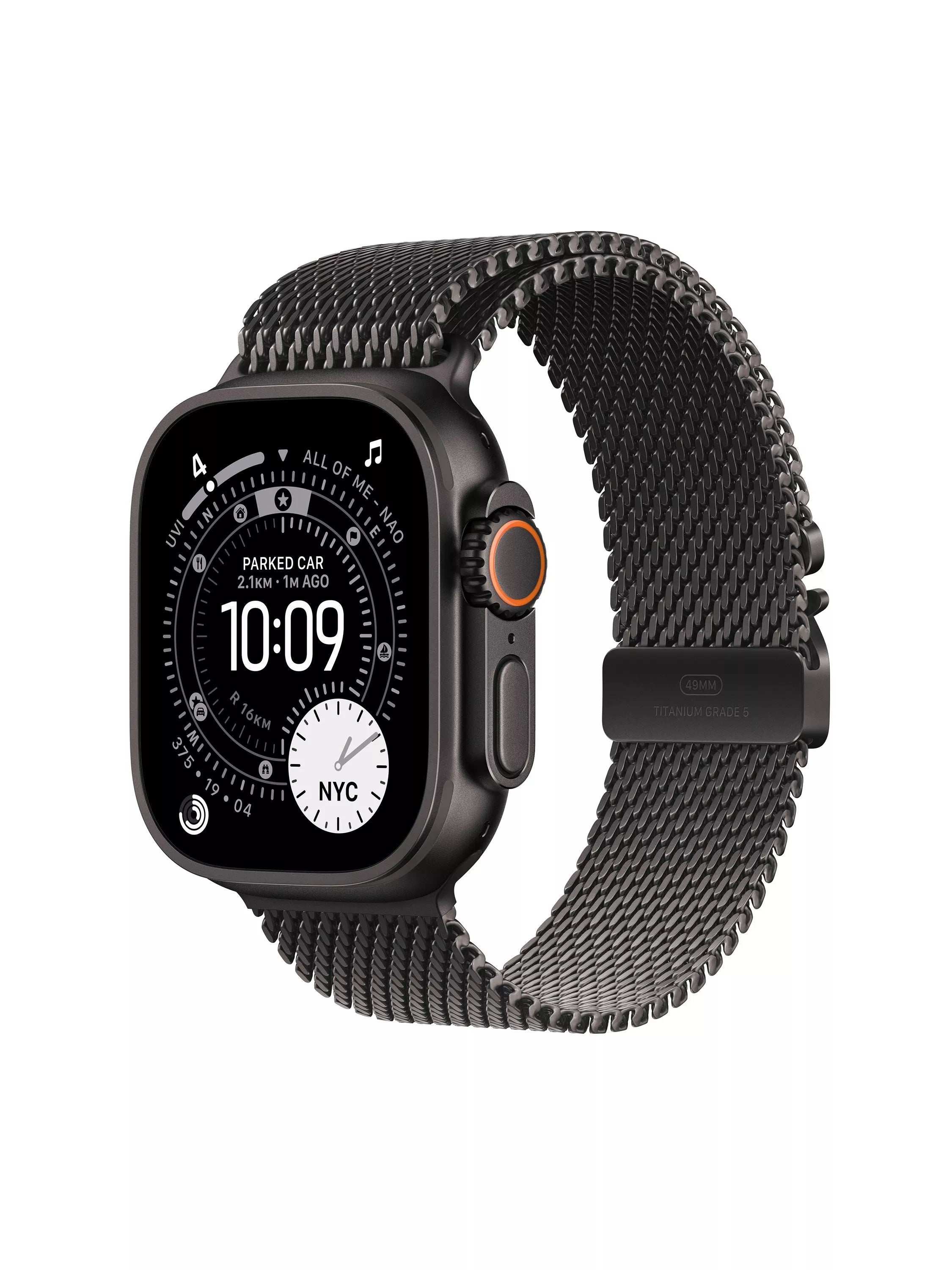 Apple Watch Ultra 3 GPS + Cellular, 49mm, Titanium Case with Milanese Loop, Small, Black Titanium