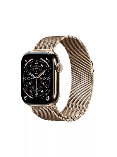 John Lewis Apple Watch Series 11 GPS + Cellular 42mm Titanium Case Milanese Loop Smartwatch- Buy online at McGrocer