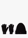 Tommy Hilfiger kids cotton beanie hat and gloves set, black, imported from the UK