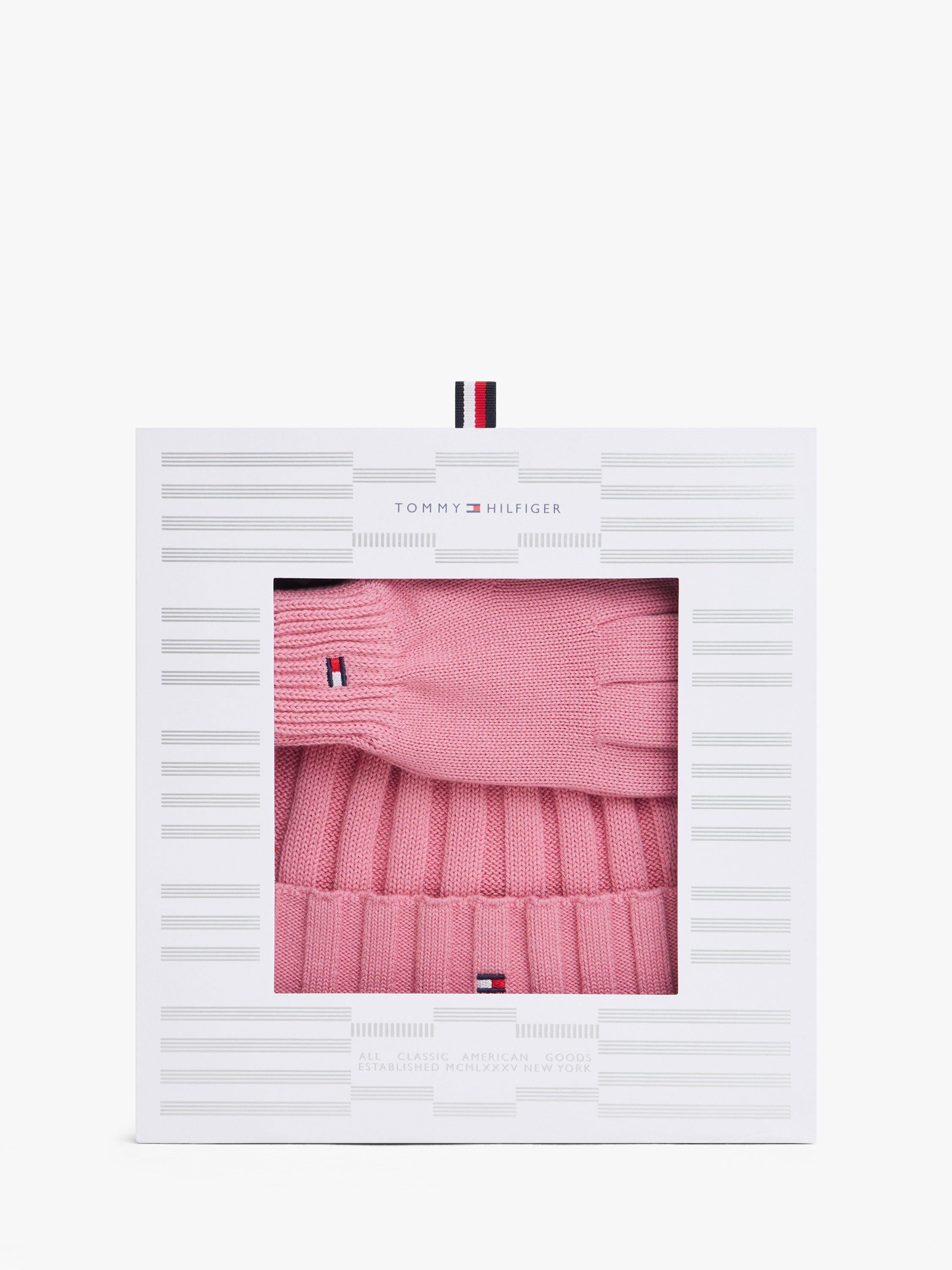 Tommy Hilfiger kids beanie and gloves set Mystic Pink, UK version