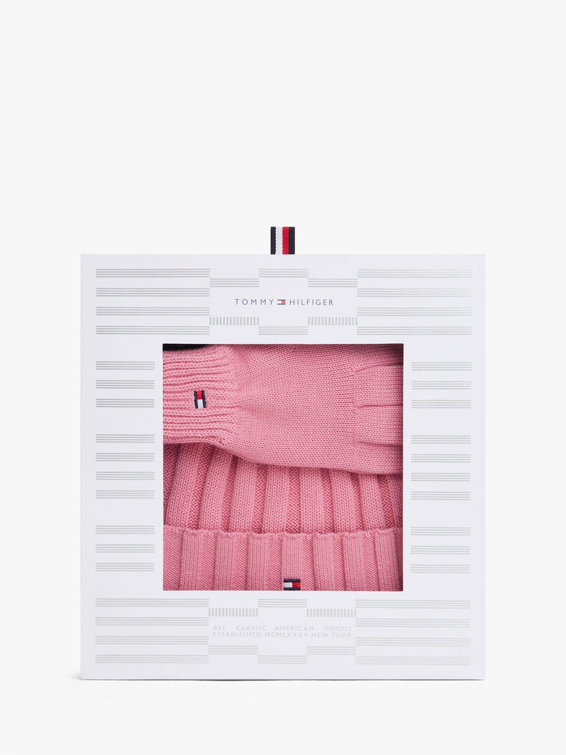 Tommy Hilfiger kids beanie and gloves set Mystic Pink, UK version