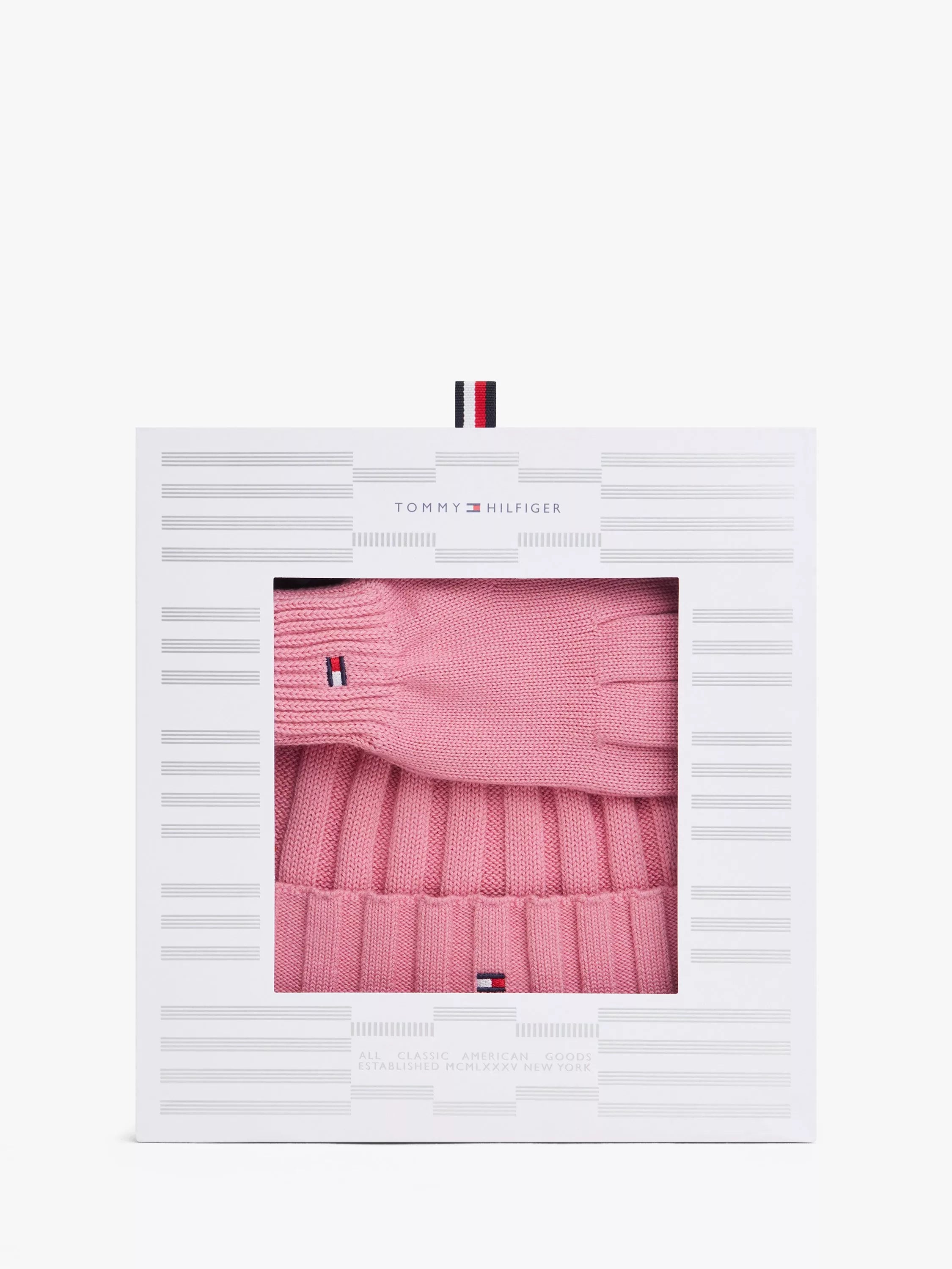 Tommy Hilfiger kids beanie and gloves set Mystic Pink, UK version