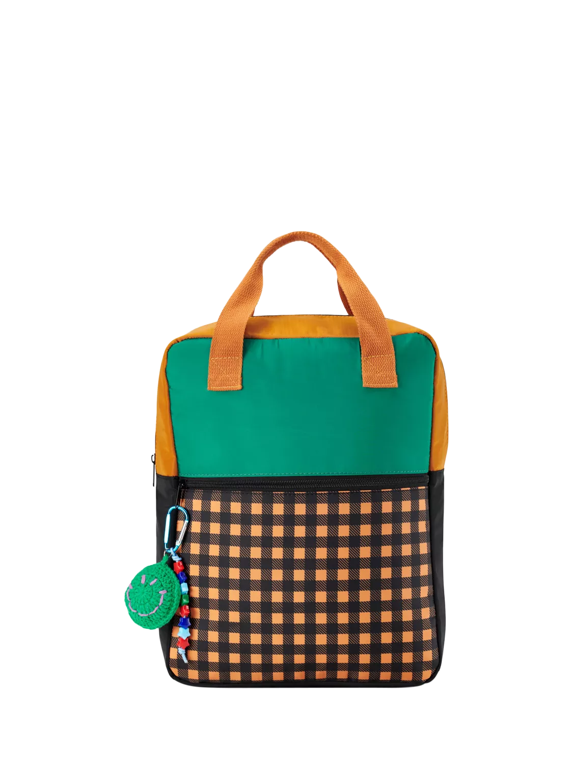 Small Stuff colour block backpack for kids emerald green (British brand)