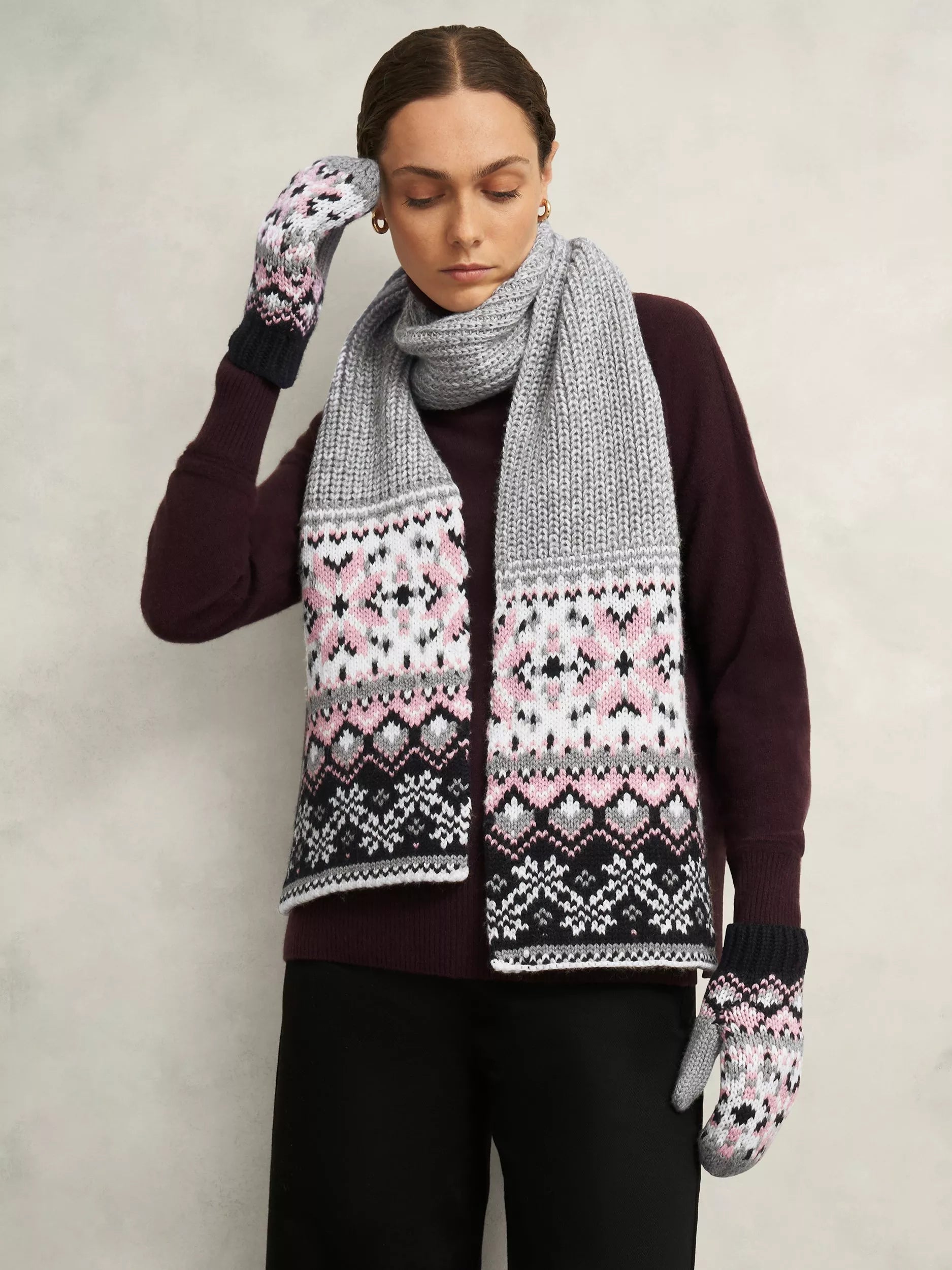 Hobbs Fair Isle wool blend scarf, UK version