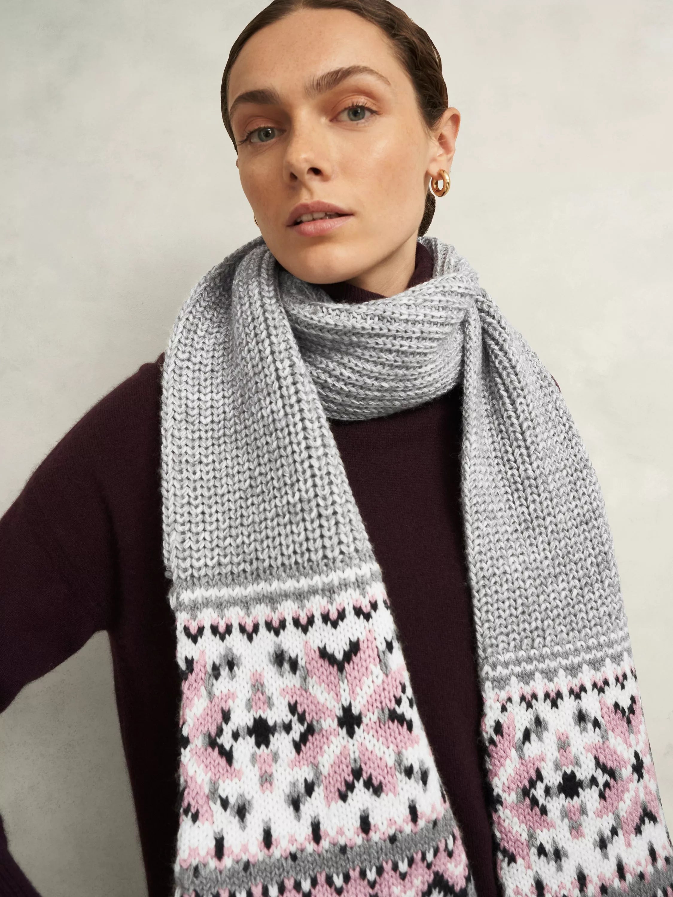 Hobbs Fair Isle wool blend scarf, UK version