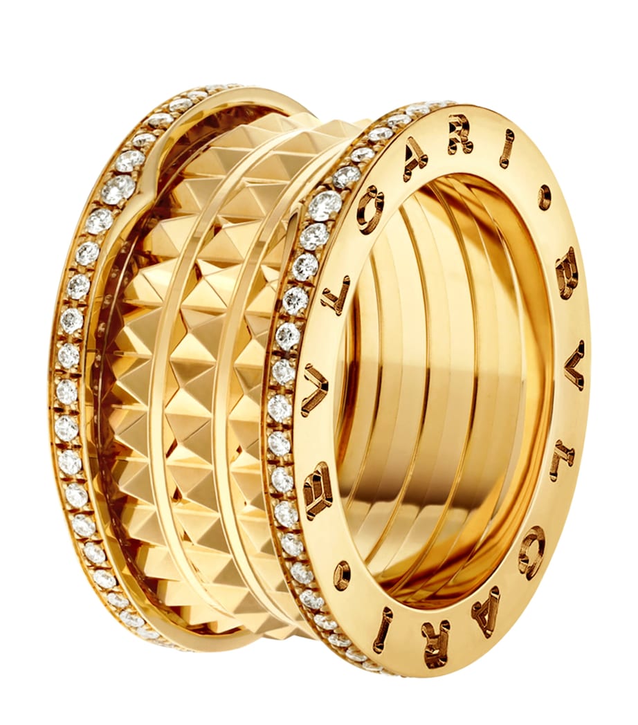 Bvlgari B.zero1 four-band ring in yellow gold with diamonds (British brand)