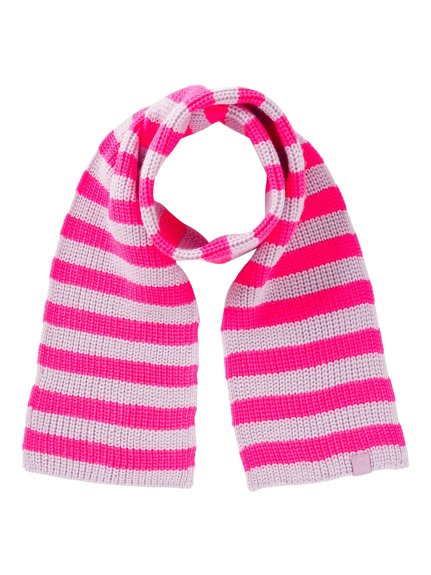 Benetton Kids' Two Tone Striped Knit Scarf, Violet, 3-4 years