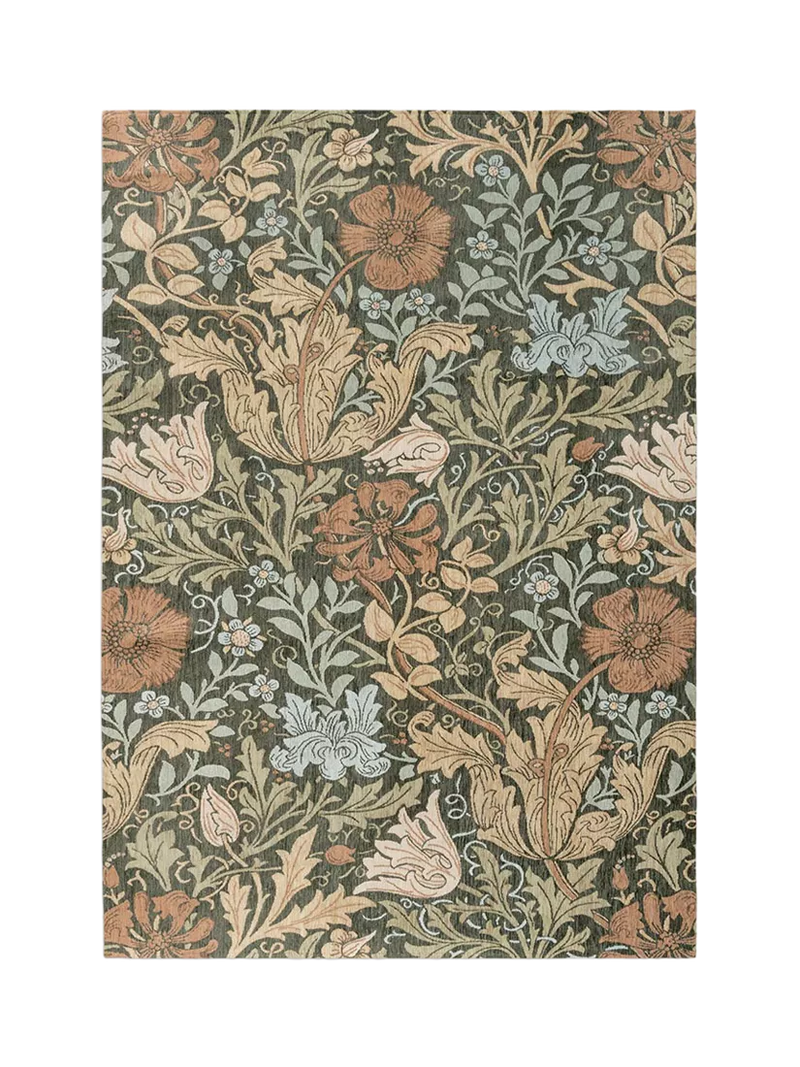 Morris & Co. Compton Trellis floral rug green (British brand)