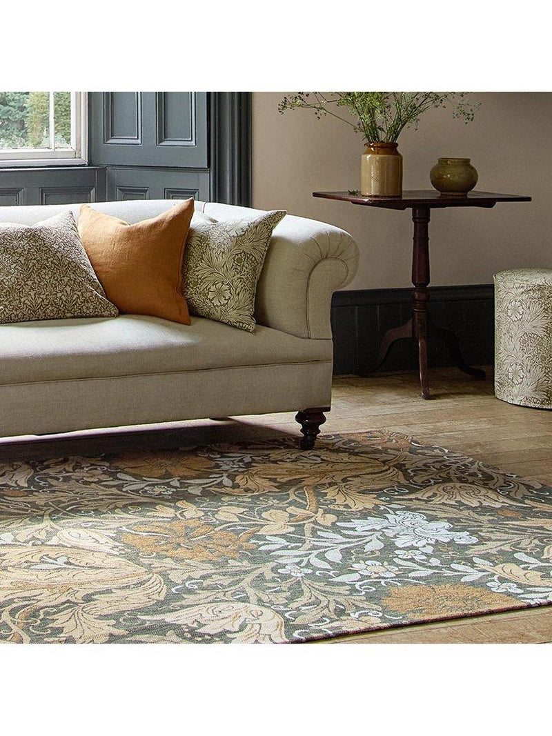 Morris & Co. Compton Trellis floral rug green (British brand)