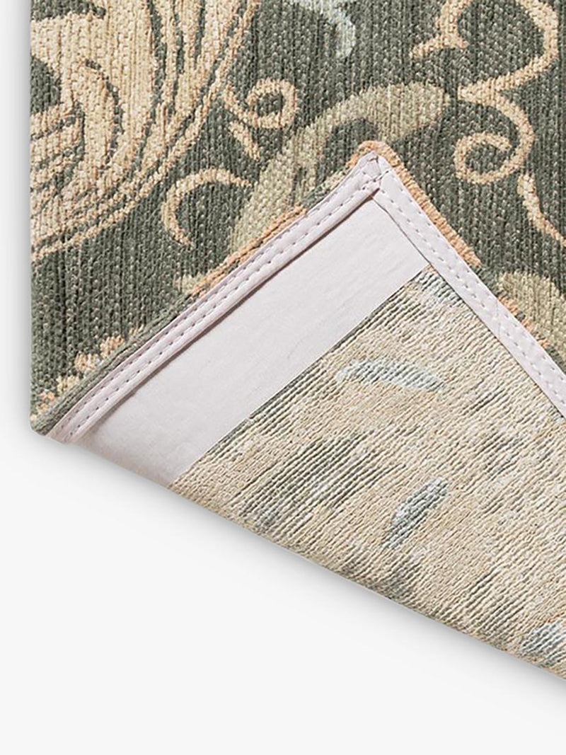 Morris & Co. Compton Trellis floral rug green (British brand)