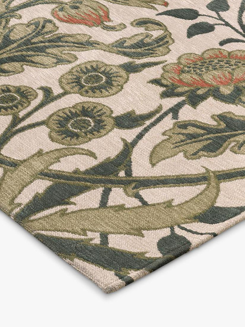 Morris & Co. Hyacinth Floral Rug Natural, imported from the UK