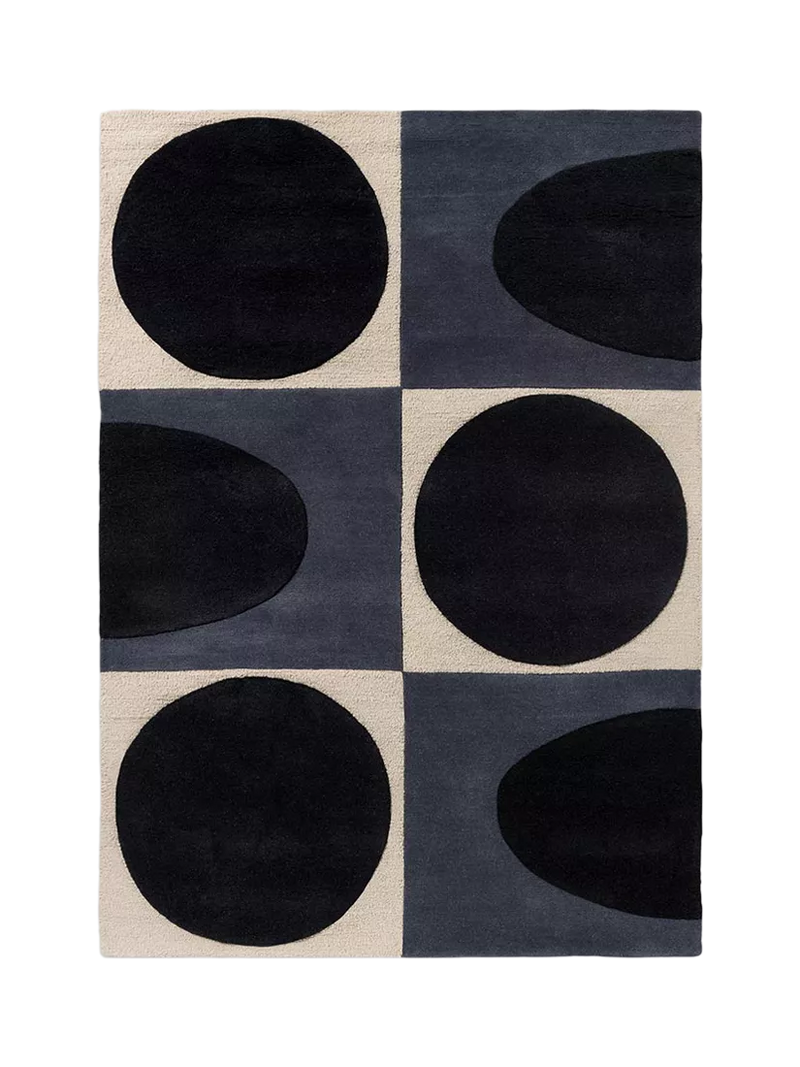 Orla Kiely geometric spot wool rug 180x120cm, imported from the UK