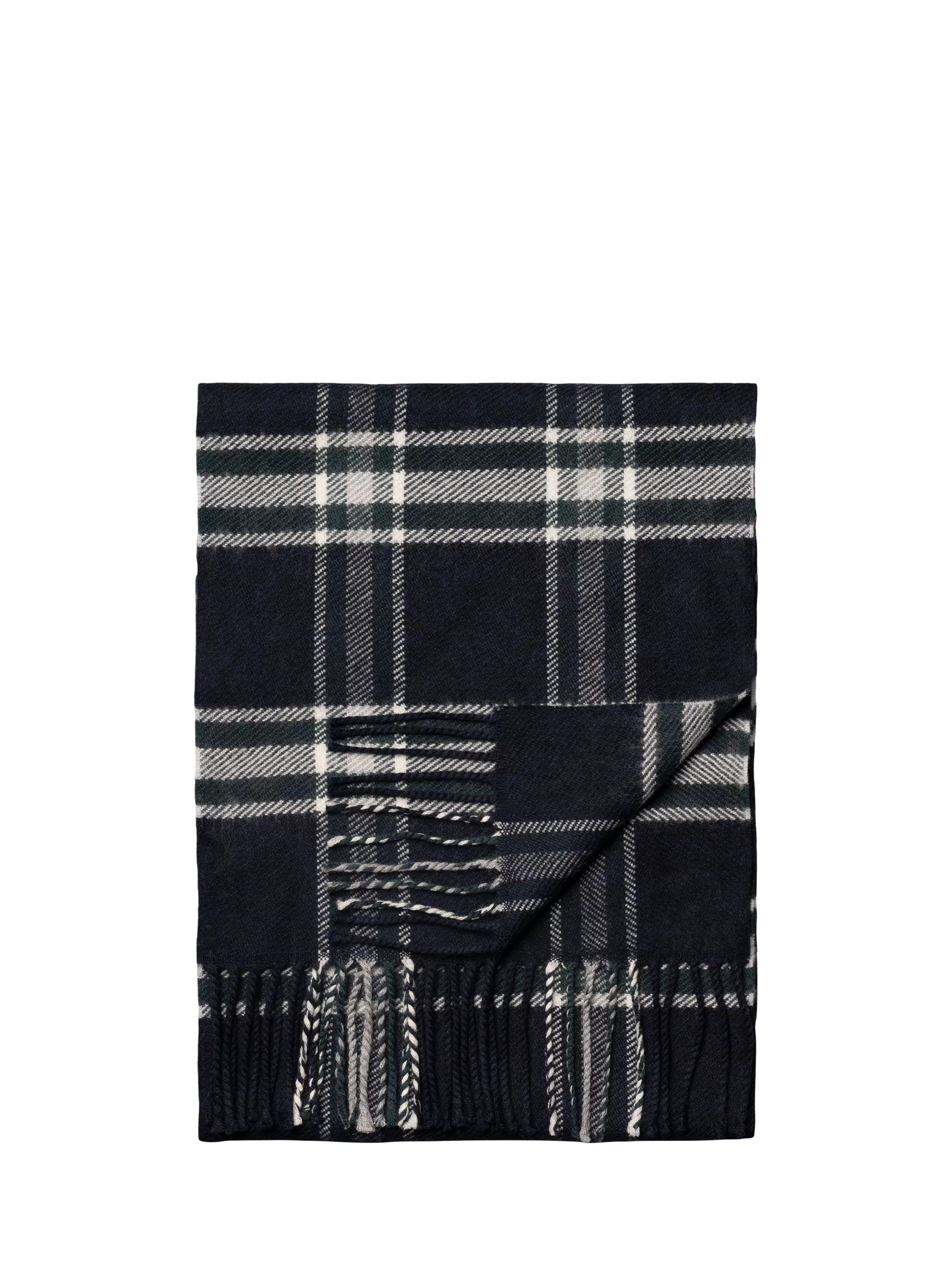 Eton Merino Wool Check Scarf, Navy Blue