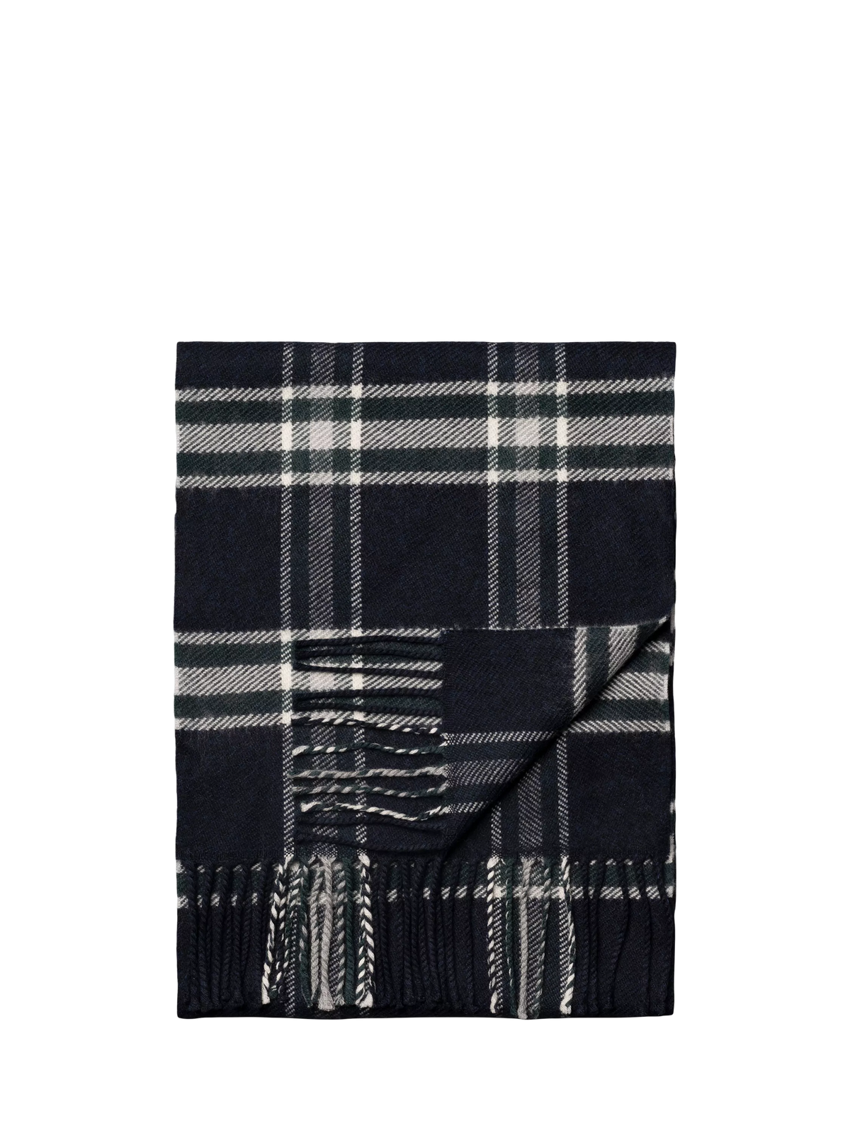 Eton Merino Wool Check Scarf, Navy Blue