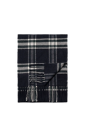 Eton Merino Wool Check Scarf, Navy Blue