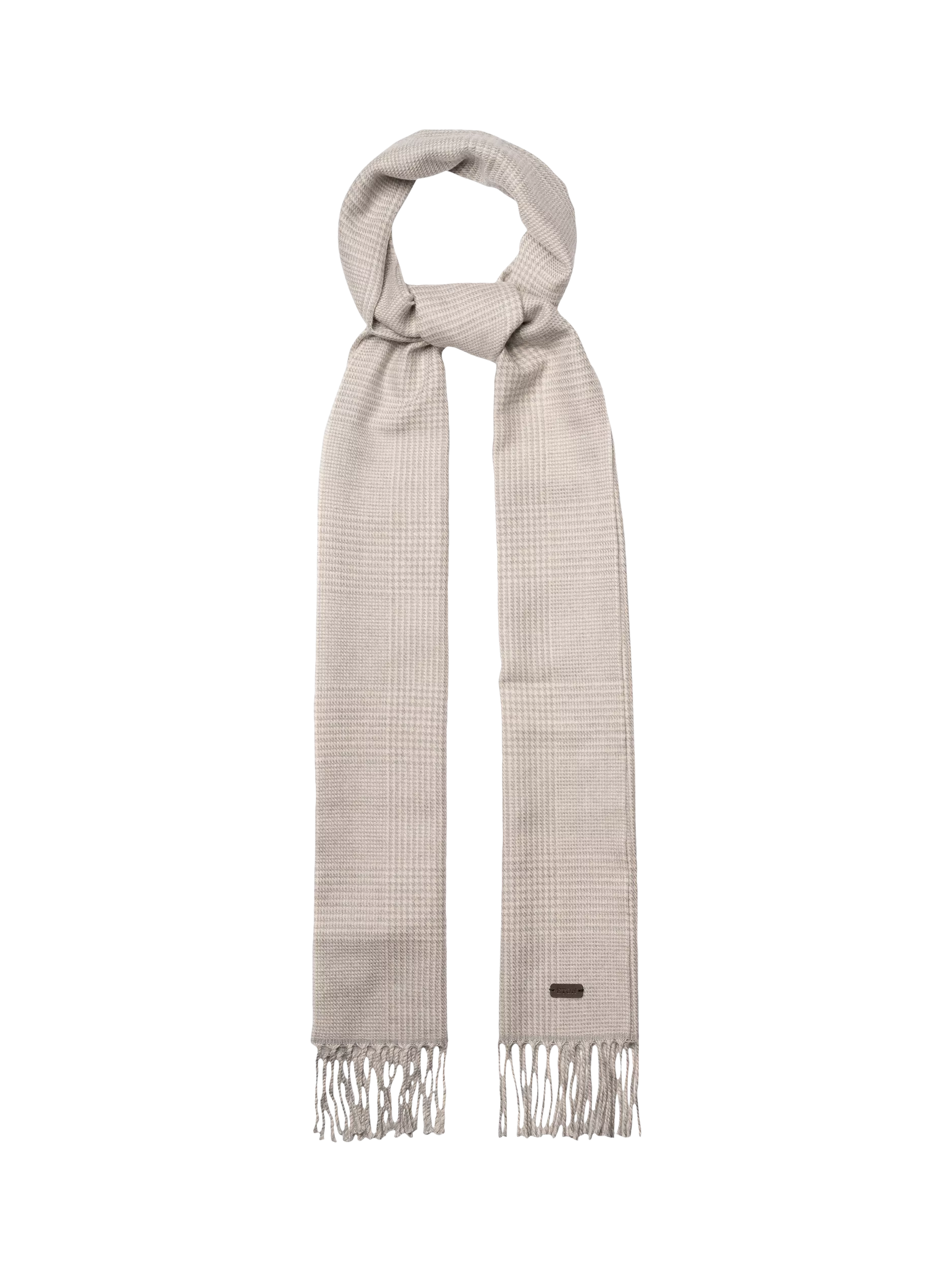 Eton merino wool check scarf light grey - British product