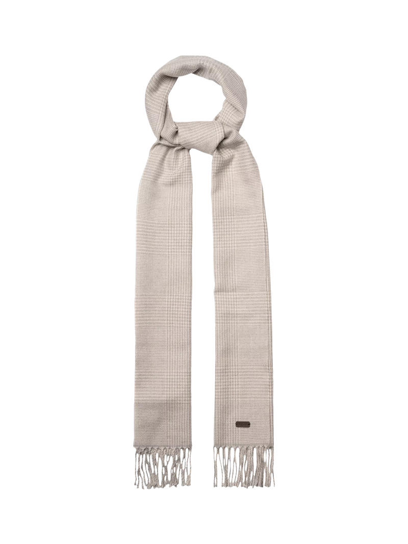 Eton merino wool check scarf light grey - British product