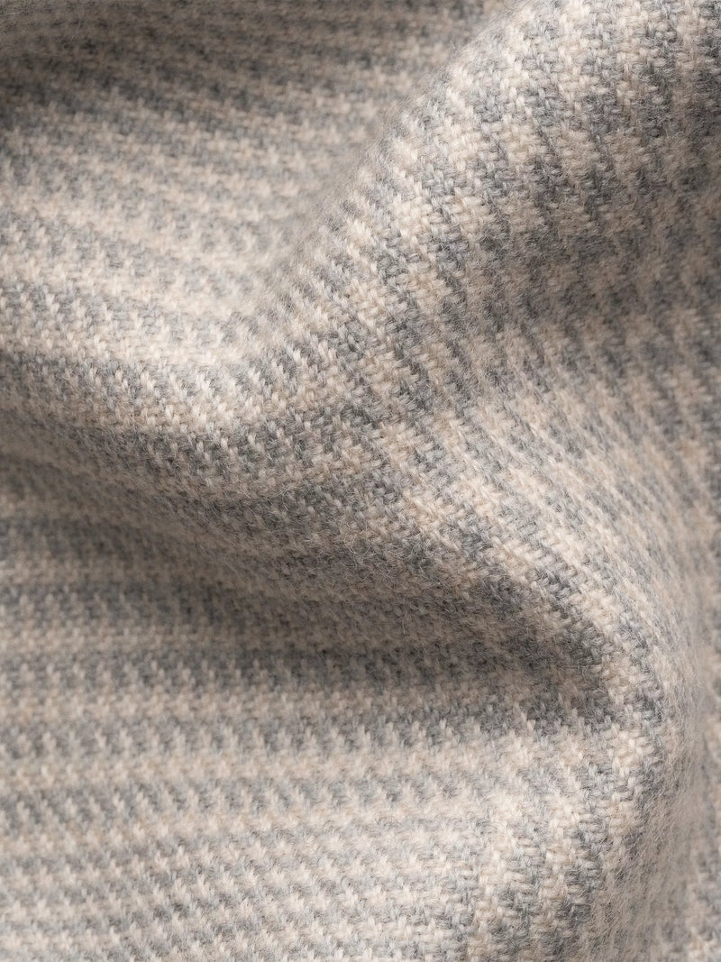 Eton merino wool check scarf light grey - British product