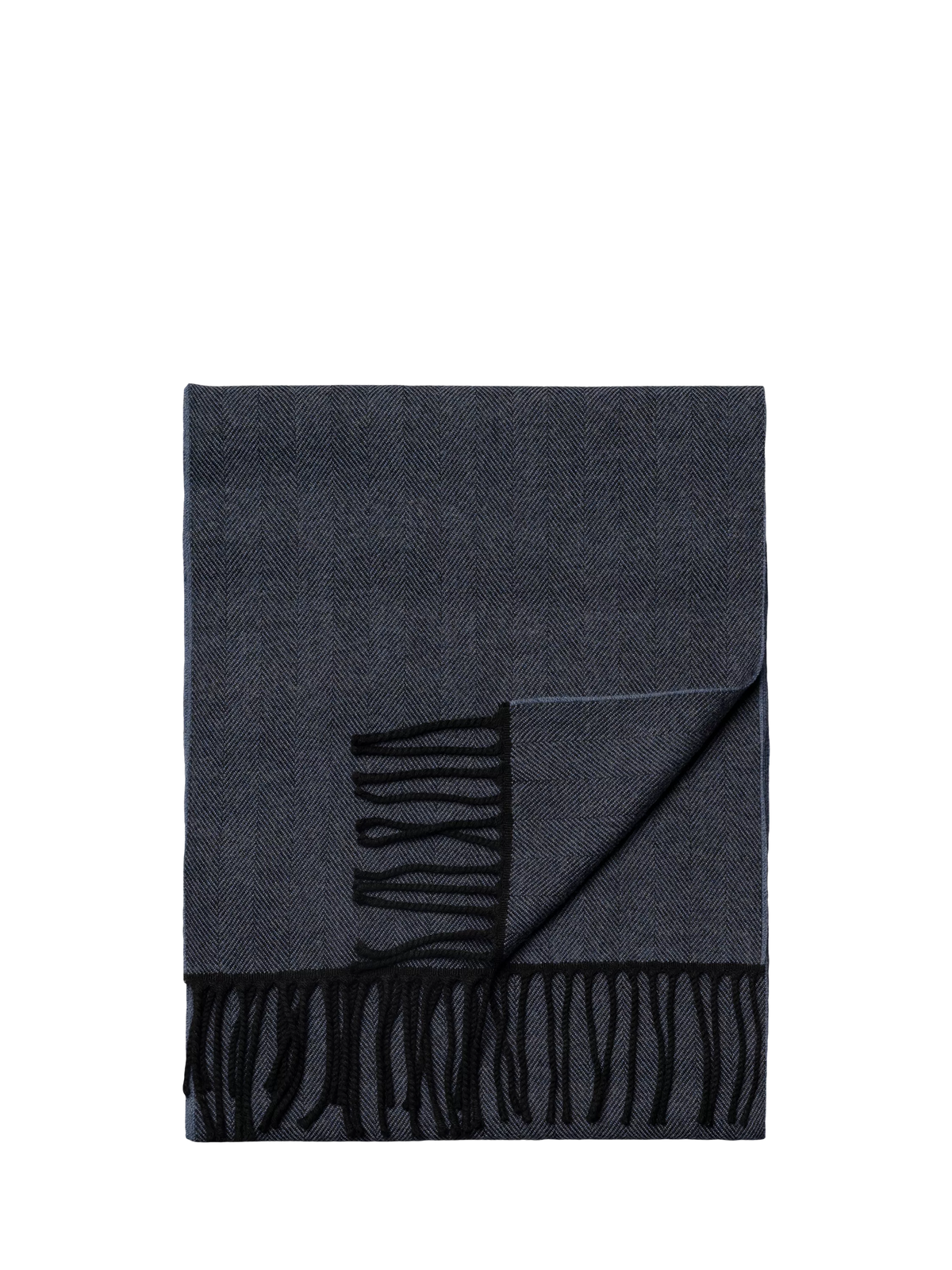 Eton Merino wool herringbone scarf navy blue, imported from the UK