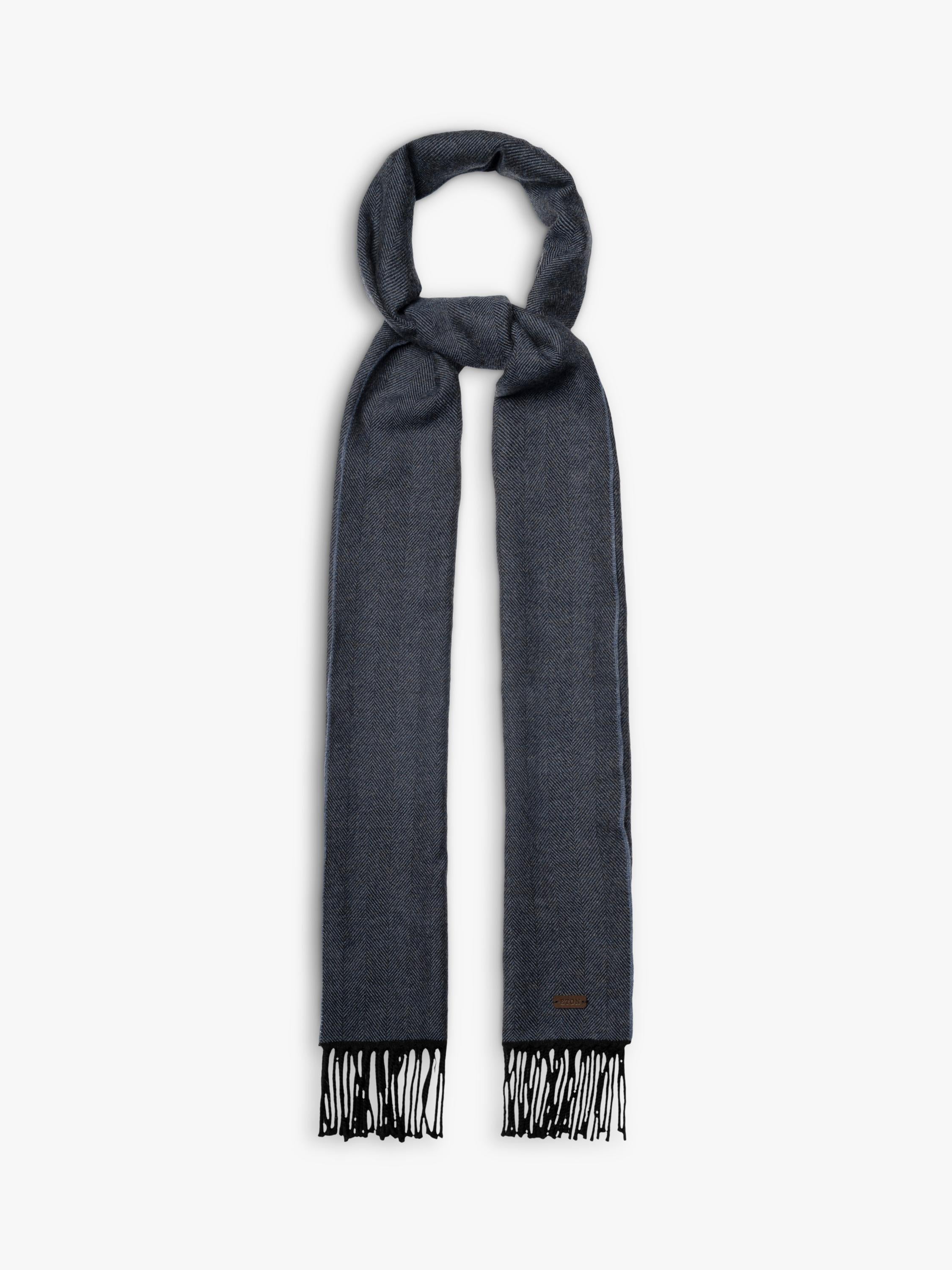 Eton Merino wool herringbone scarf navy blue, imported from the UK