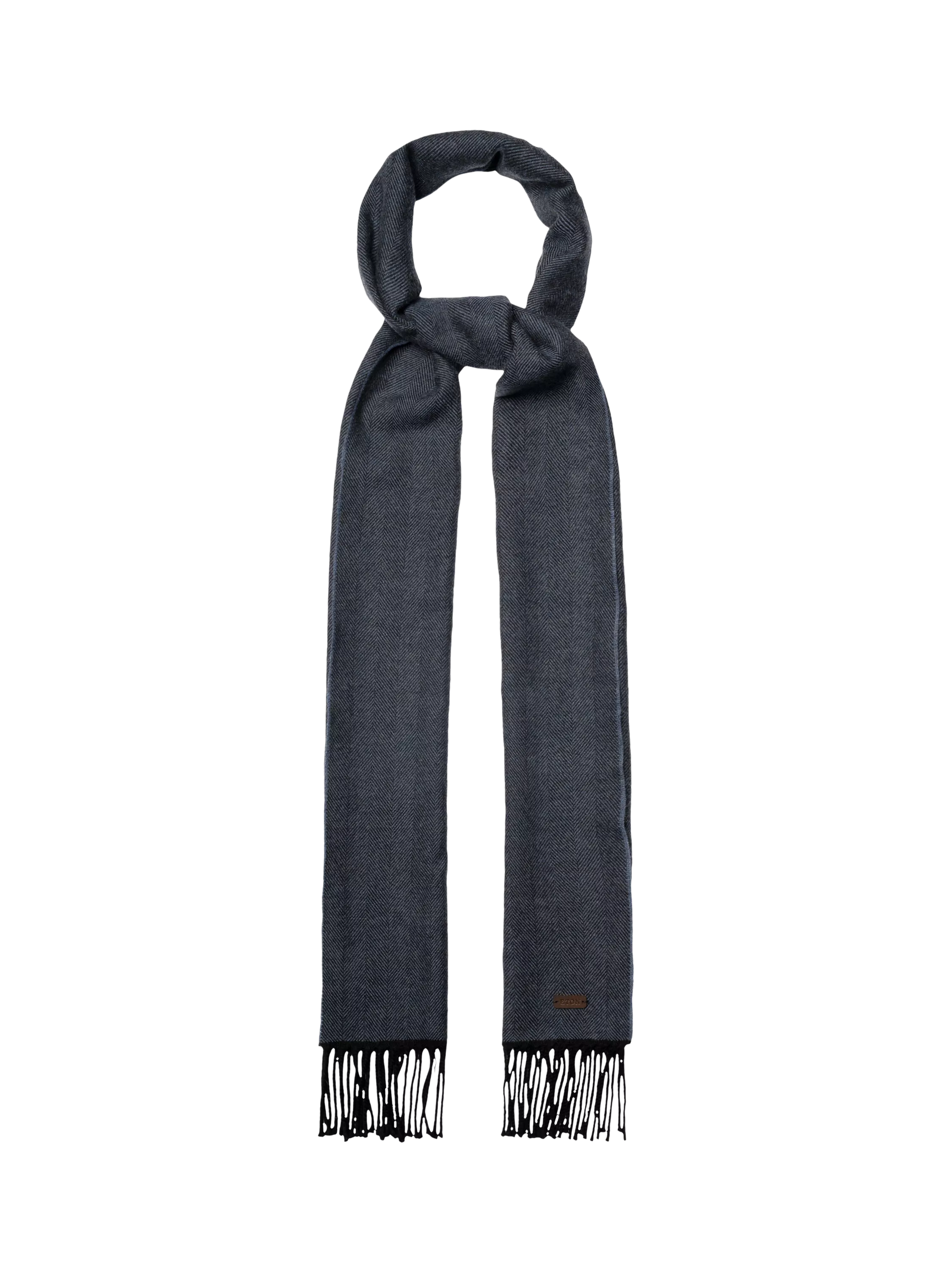 Eton Merino wool herringbone scarf navy blue, imported from the UK