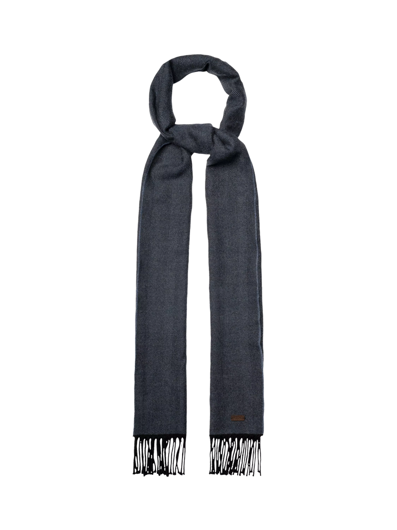 Eton Merino wool herringbone scarf navy blue, imported from the UK