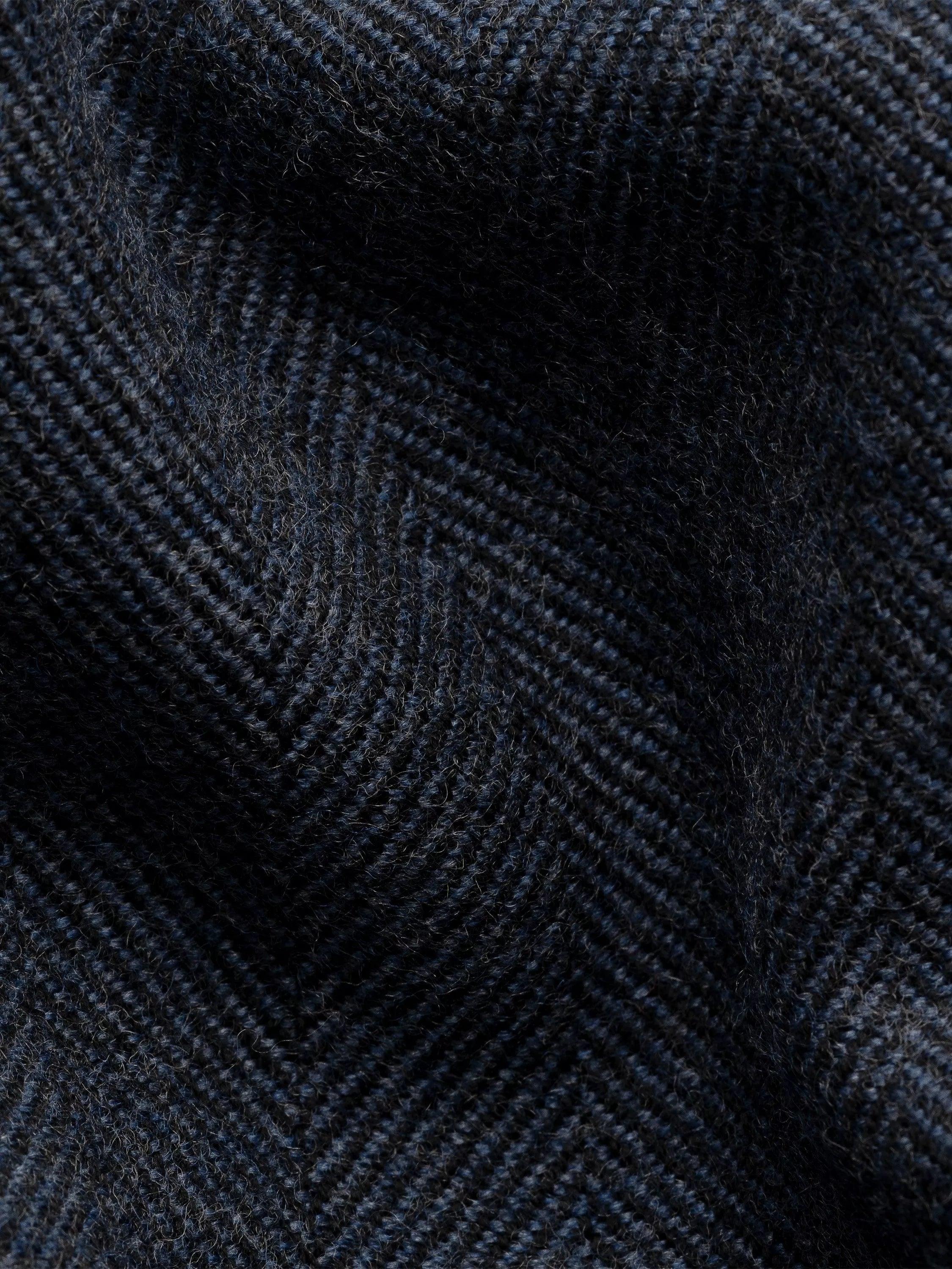 Eton Merino wool herringbone scarf navy blue, imported from the UK