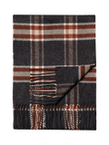 Eton Merino Wool Check Scarf, Dark Grey