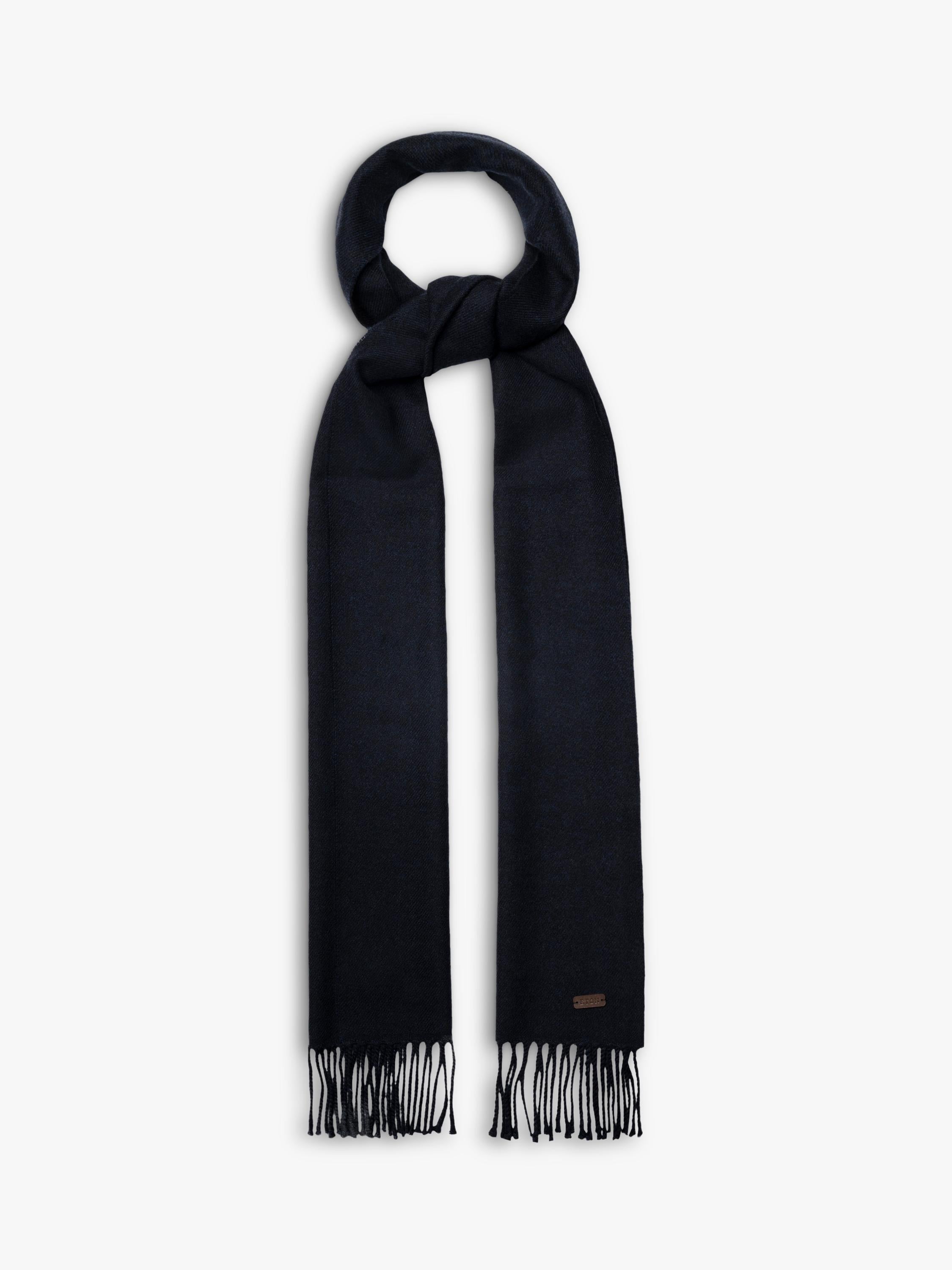 Eton merino wool scarf in navy blue, imported from the UK