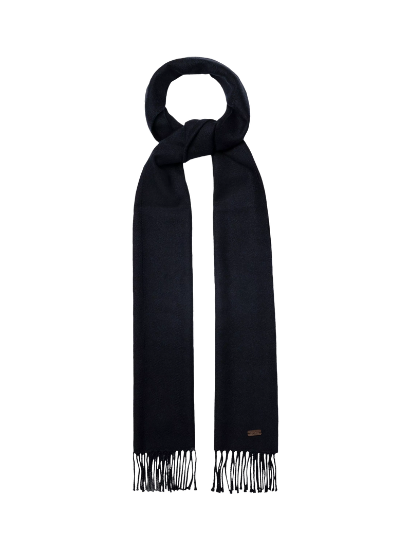 Eton merino wool scarf in navy blue, imported from the UK