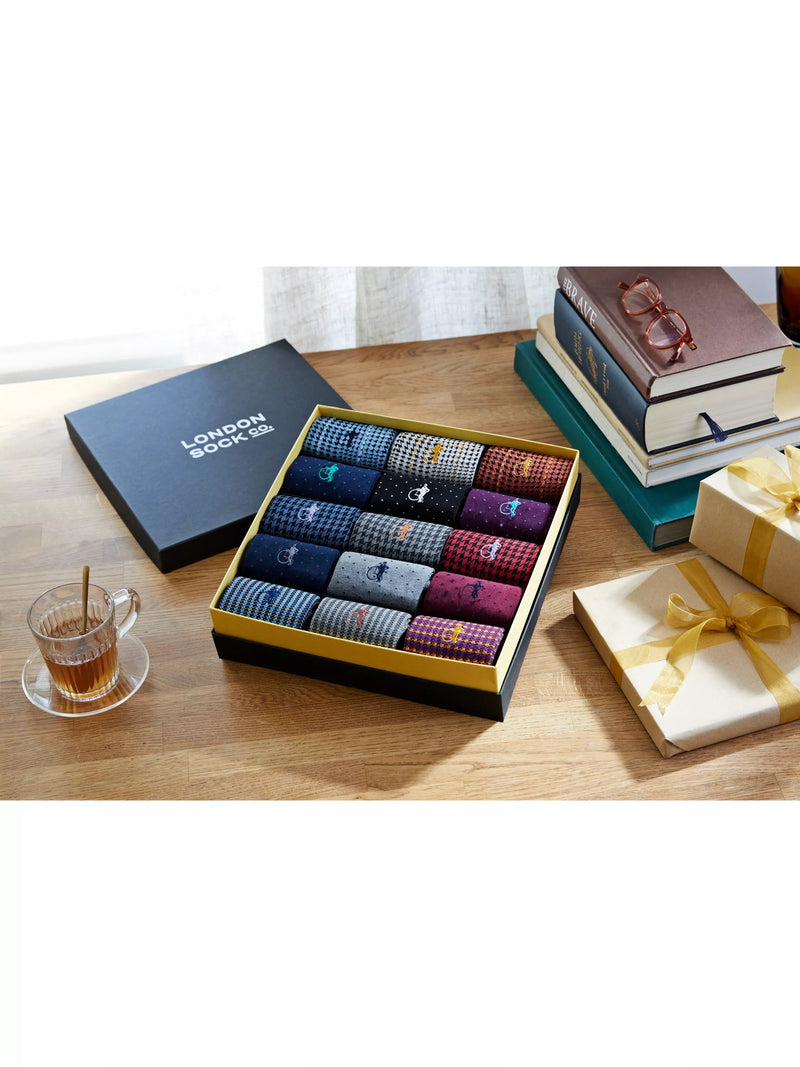 London Sock Company designer sock collection gift box 15 pairs, UK version