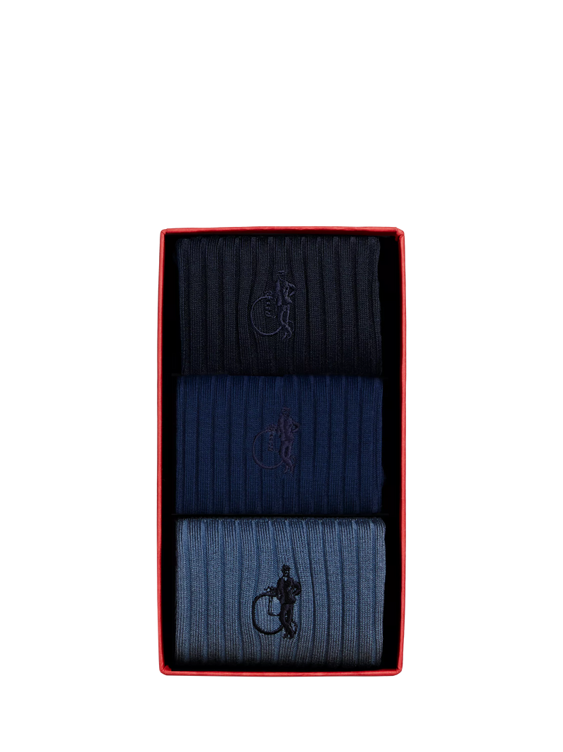London Sock Company Simply Sartorial socks blue pack of 3, imported from the UK