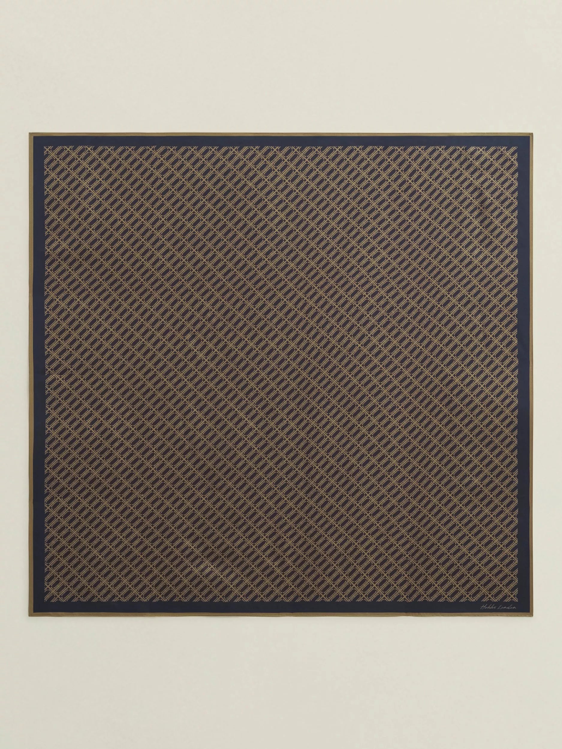 Hobbs pure silk scarf navy and camel abstract pattern 90cm - British product