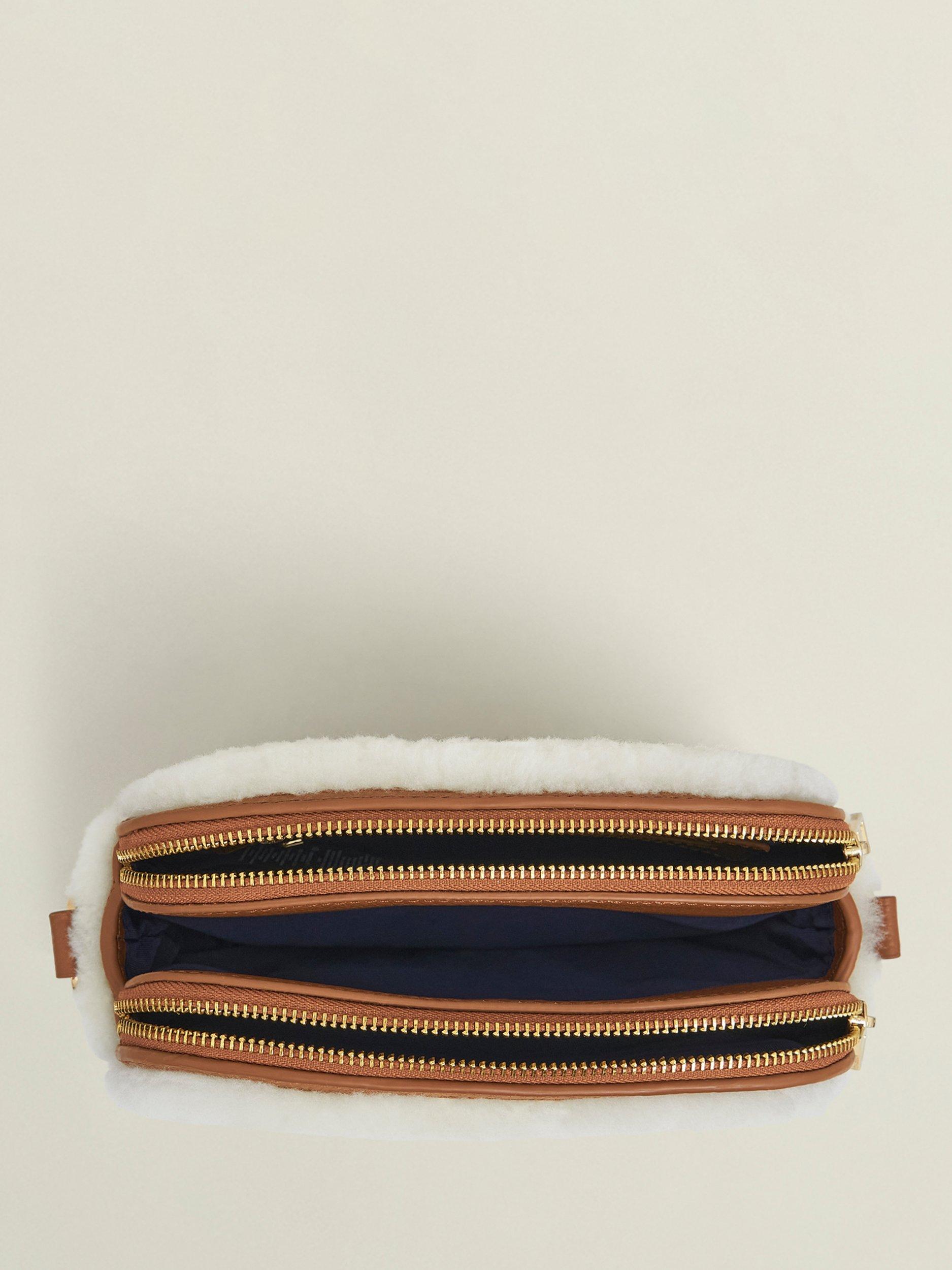 Hobbs Carlton shearling crossbody bag tan, imported from the UK